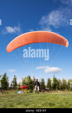 Paragliding Anleitung Klasse, Alaska, USA Stockfoto