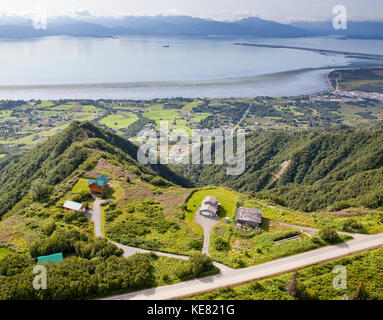 Luftaufnahme von Skyline Drive, Homer Spit, und die Kachemak Bucht, Southcentral Alaska, USA Stockfoto