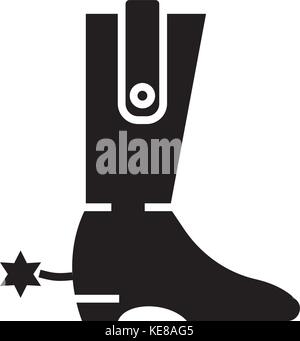 Boot-cowboy Symbol, Vector Illustration, schwarze Zeichen auf isolierten Hintergrund Stock Vektor