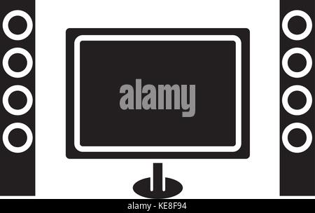 Kino home theater Symbol, Vector Illustration, schwarze Zeichen auf isolierten Hintergrund Stock Vektor