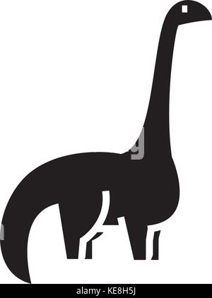 Dinosaurier - diplodocus Symbol, Vector Illustration, schwarze Zeichen auf isolierten Hintergrund Stock Vektor