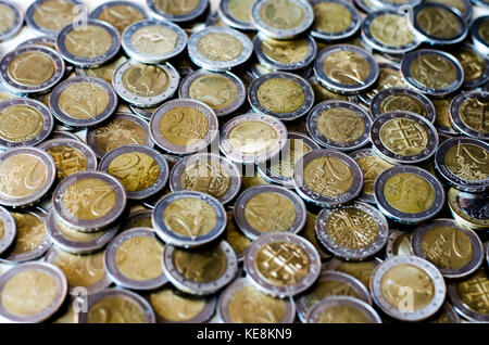 Euro-münzen im Stapel Stockfoto