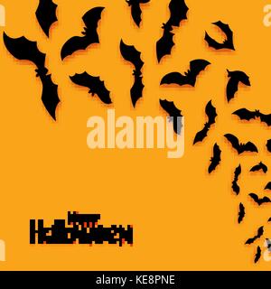 Halloween Fledermäuse vector Hintergrund. Hand zeichnen Schriftzug happy halloween Stock Vektor