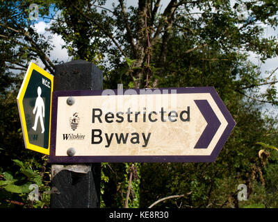 County Council beschränkt byway Zeichen, eine Kategorie von Rechts der Weg unter der Landschaft und der rechte Weg Gesetz 2000 erstellt Stockfoto