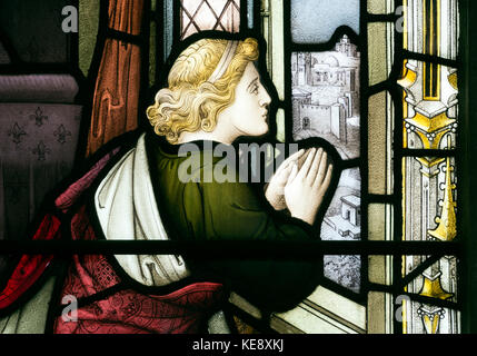 Glasmalereien in St. Martin's Church, Bladon, Oxfordshire, England, Großbritannien Stockfoto