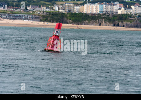 Giltar Punkt port Navigation channel Marker, Penally, Tenby, Pembrokeshire. Stockfoto