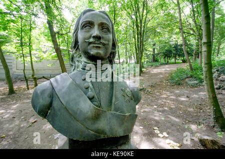 Brüssel, Belgien. Büste von Zar Peter der große im Parc de Bruxelles. Um den Ort zu gedenken, wo er am 16. April 1717 erbrach, sagte: Stockfoto