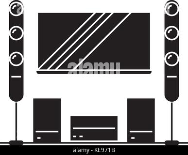 Kino, Home Theater Symbol, Vector Illustration, Zeichen auf isolierten Hintergrund Stock Vektor