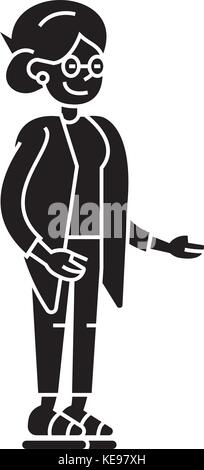 Ältere Frau, Großmutter Symbol, Vector Illustration, Zeichen auf isolierten Hintergrund Stock Vektor