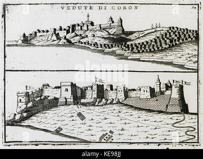 Vedute di Coron Coronelli Vincenzo 1686 Stockfoto