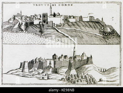 Vedute di Coron Coronelli Vincenzo Maria 1708 Stockfoto