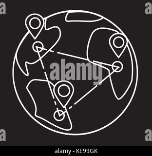 Logistik Global Delivery, Weltkugel, Vector Illustration, Zeichen auf isolierten Hintergrund Stock Vektor