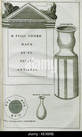 Blick auf die Vorderseite des römischen Grabes von Zakynthos, fälschlicherweise als das Grab Cicero Vasen aus dem Denkmal Dapper Olfert 1688 wahrgenommen Stockfoto