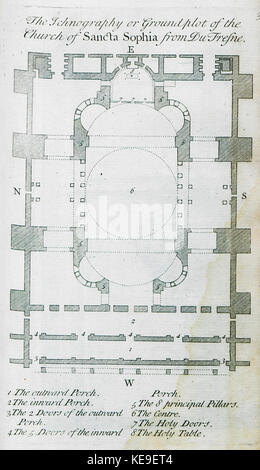 Ichnography oder Groundplot von der Kirche Sancta Sophia von du Fresne Gilles Pierre 1729 Stockfoto