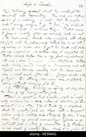 Der Tagebucheintrag von Thomas Butler Gunn vom 18. Juli 1861 bietet einen Einblick in das Leben des 19. Jahrhunderts und gibt Einblicke in persönliche Reflexionen und den historischen Kontext der Zeit. Stockfoto