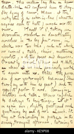Dieser Tagebucheintrag von Thomas Butler Gunn vom 11. Januar 1863 gibt weitere Einblicke in seine Erfahrungen während des Amerikanischen Bürgerkriegs. Stockfoto