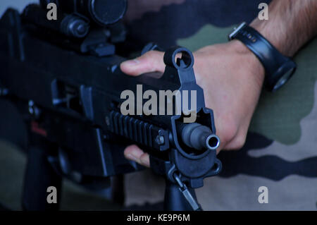 Heckler & Koch HK416 Sturmgewehr, Sathonay-Camp, Frankreich Stockfoto