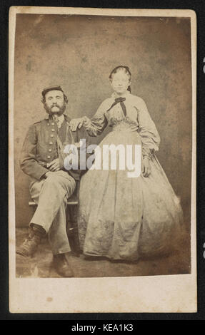 Unbekannter Soldat in Confederate Uniform mit Frau Stockfoto