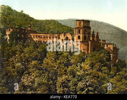 Die Burg, von der Terrasse aus gesehen, Heidelberg, Deutschland, Ca. 1895 Stockfoto