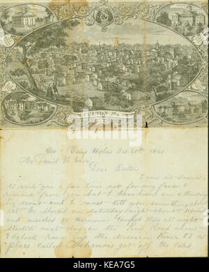 Dies ist ein ununterzeichnetes Fragment eines Briefes eines Unions-Soldaten aus Camp Holms vom 30. Oktober 1861, der einen Einblick in die Erfahrungen und Gedanken der Soldaten während des Bürgerkriegs gibt. Stockfoto