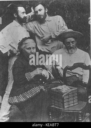 Curie, Jacques und Pierre mit Eltern Stockfoto