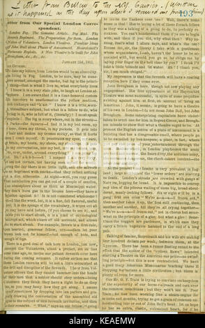 Thomas Butler Gunn Tagebücher, Band 15, Seite 205, 23. Januar 1861 (Zeitung Ausschnitt) Stockfoto