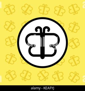 Schmetterling Symbol, Zeichen und Symbol auf gelbem Hintergrund Vector Illustration Stock Vektor