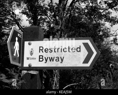 County Council beschränkt byway Zeichen, eine Kategorie von Rechts der Weg unter der Landschaft und der rechte Weg Gesetz 2000 erstellt Stockfoto