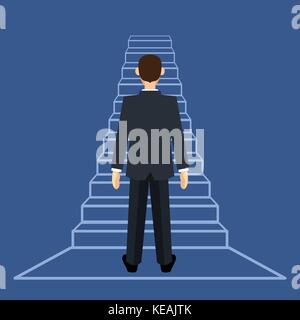 Unternehmer stehen auf Leiter mit flachen Design-Vector flache Bauweise Stock Vektor