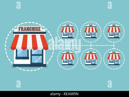 Franchise Business im flachen Stil. Vector Illustration Stock Vektor