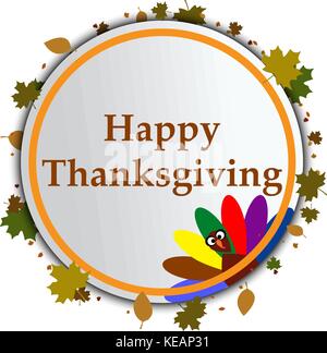 Happy Thanksgiving, Aufkleber, Etikett oder Label schönen Ahornblätter. Stock Vektor
