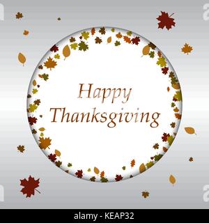 Happy Thanksgiving, Aufkleber, Etikett oder Label schönen Ahornblätter. Stock Vektor
