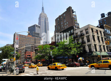 NYC gelbe Taxis in Midtown Manhattan. Stockfoto