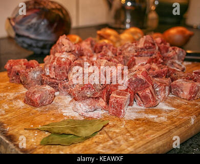 Stücke von Fleisch in Nahaufnahme Stockfoto