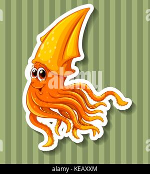 Squid Abbildung mit glücklichen Gesicht Stock Vektor