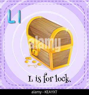 Flashcard Buchstabe l ist für Verriegelung Stock Vektor