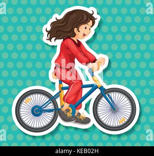 Closeup Happy girl Fahrrad Stock Vektor