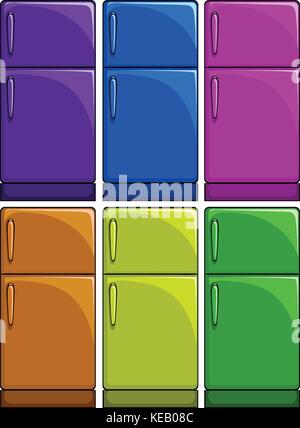 Sechs verschiedene Farben von Kühlschränken Stock Vektor