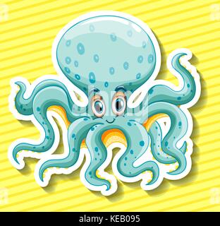 Riesige octapus allein auf gelbem Hintergrund Stock Vektor