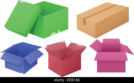 Andere Farbe Boxen Stock Vektor