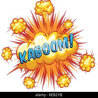 Wort kaboom mit Explosion Hintergrund Stock Vektor