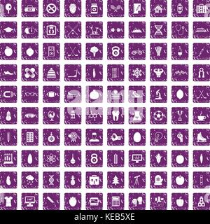 100 gut person Icons Set grunge Lila Stock Vektor