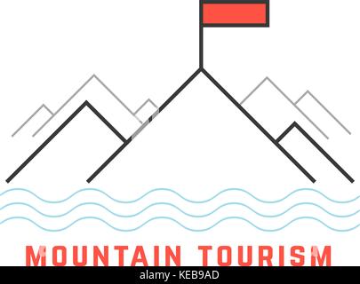 Berg Tourismus Symbol aus dünne Linie Stock Vektor