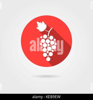 Traube Symbol in roter Kreis mit langen Schatten Stock Vektor