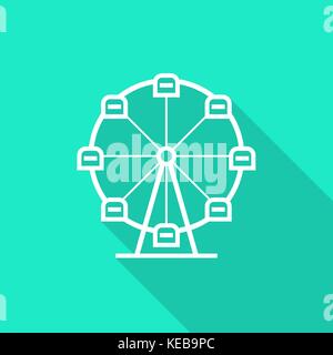 Riesenrad Symbol mit langen Schatten Stock Vektor