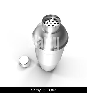 Cocktail Shaker. isoliert auf Weiss. 3D-Darstellung. Stockfoto