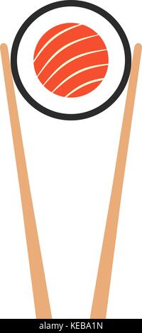 Stäbchen holding Sushi Roll Stock Vektor