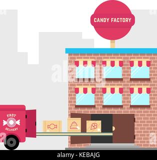 Candy Factory mit schnelle Lieferung Stock Vektor