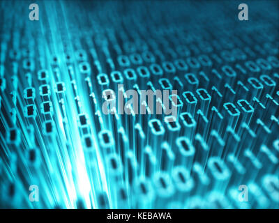 Binärzahlen, Nullen und Einsen in das Konzept des Programmcodes und mobile Anwendungen. Stockfoto