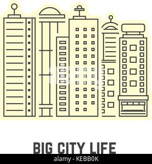 Dünne Linie Wolkenkratzer Symbol Stock Vektor